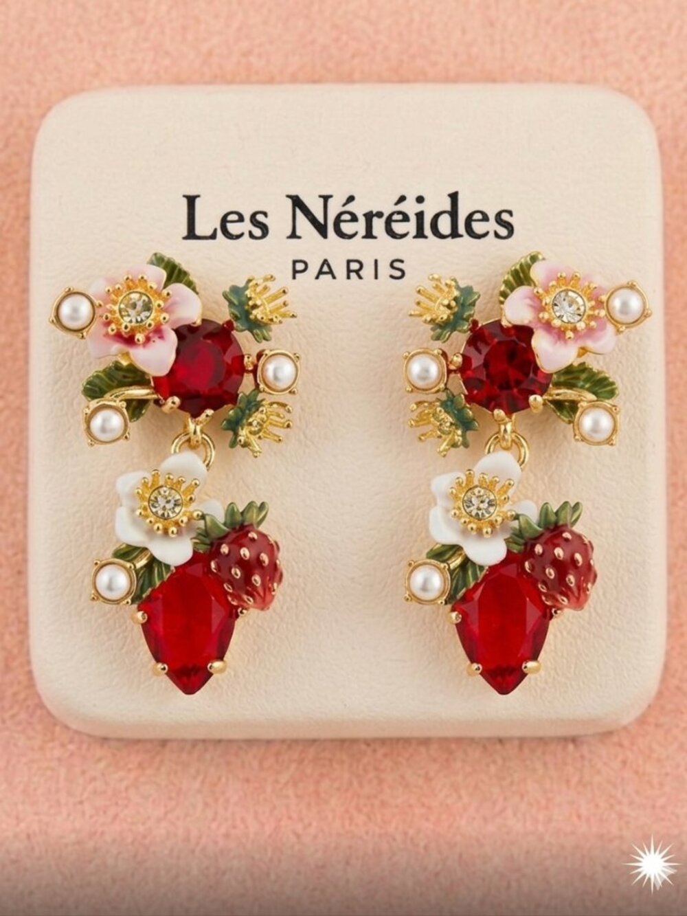 LES NEREIDES WILD STRAWBERRY AND STRAWBERRY FLOWER EARRINGS | ATBG1011